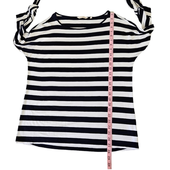 Soft Surroundings Adrift Top Women's M Navy White Stripes Tie Sleeves Nautical - Picture 3 of 11